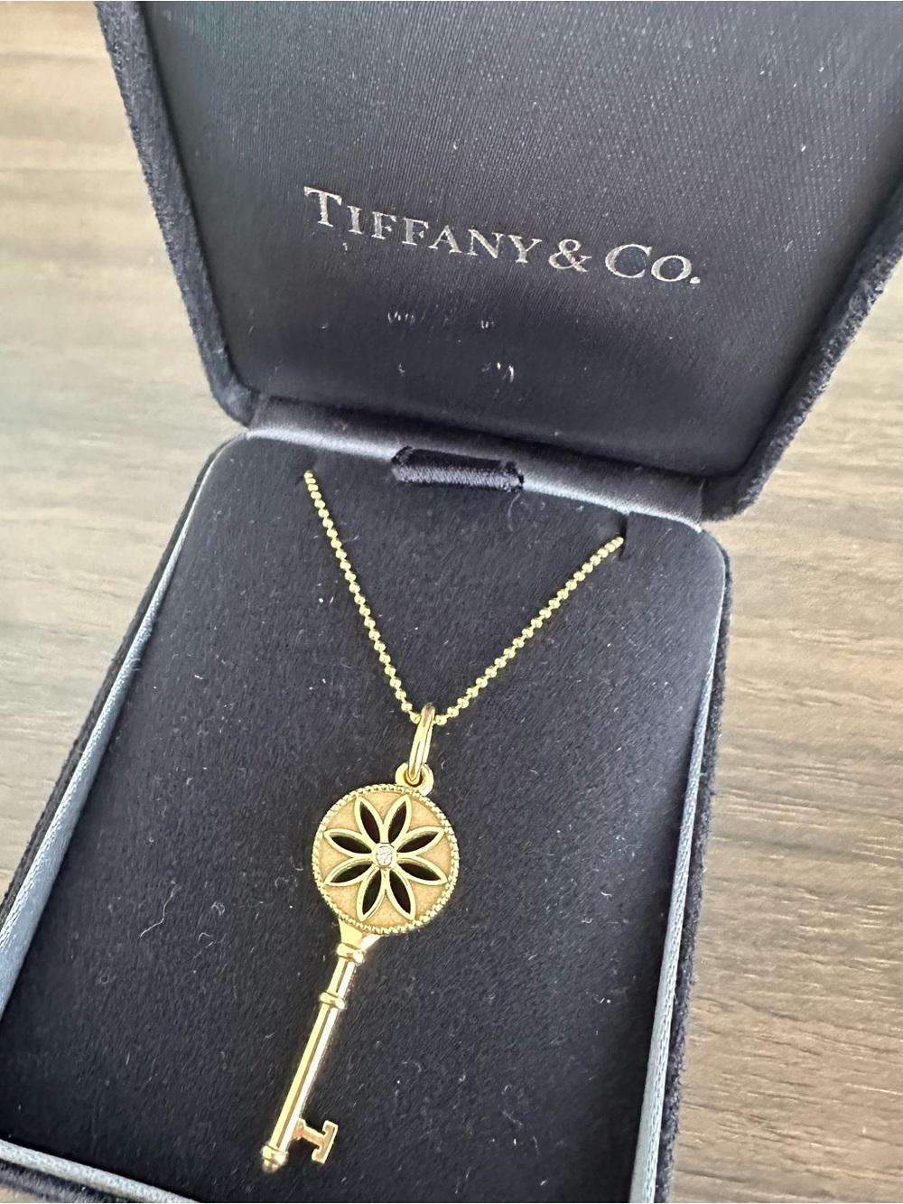 Tiffany & Co. Gold Floral Wheel Key Pendant Necklace - Picture 4 of 6